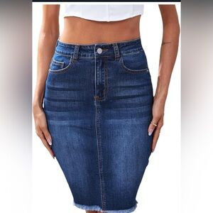 XL Deep Blue High waist denim skirt